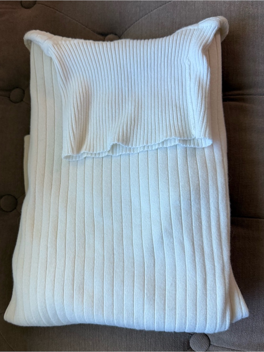 Talbots White Ribbed Long Sleeve Top